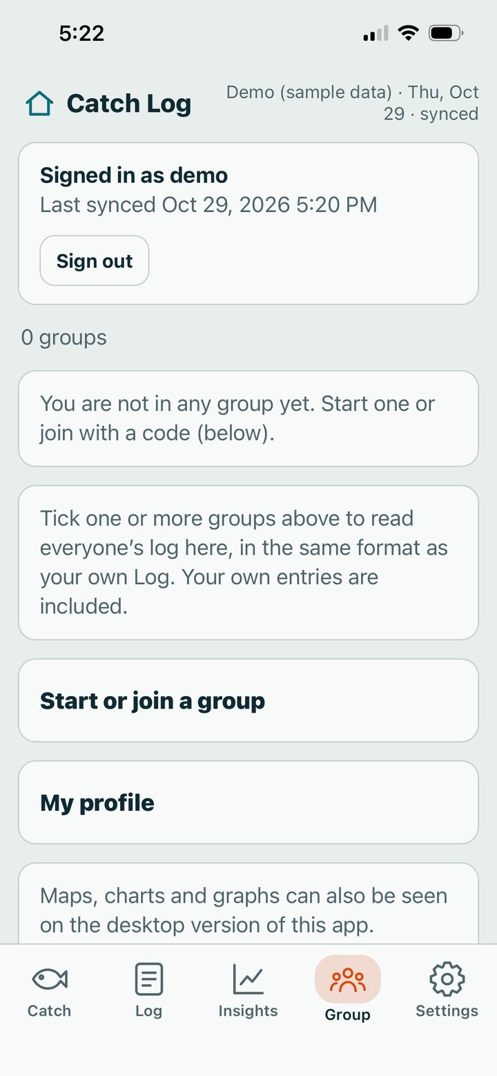 The Group tab: start or join a group